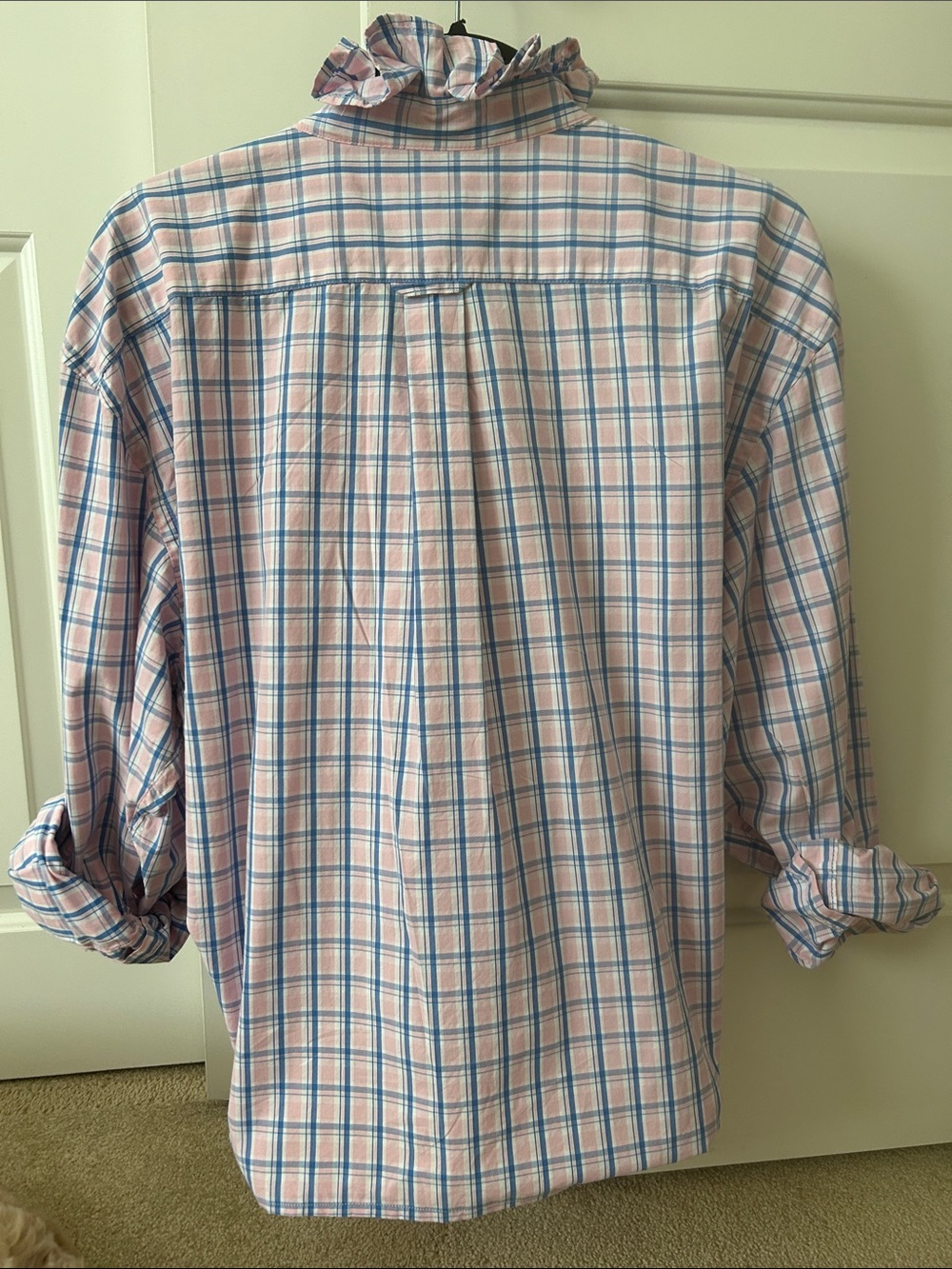 Izod Pink and Blue Plaid Long-Sleeve Button-Down Shirt recreated for a woman - Picture 4 of 4